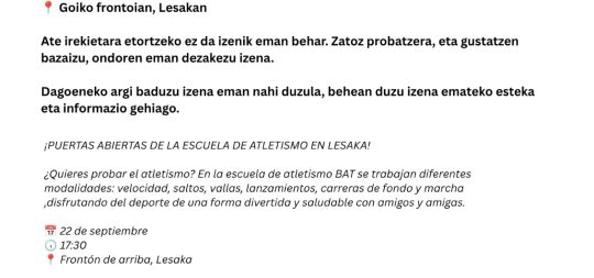 Imagen de la noticia: Atletismo Eskolako ate irekiak Lesakan!